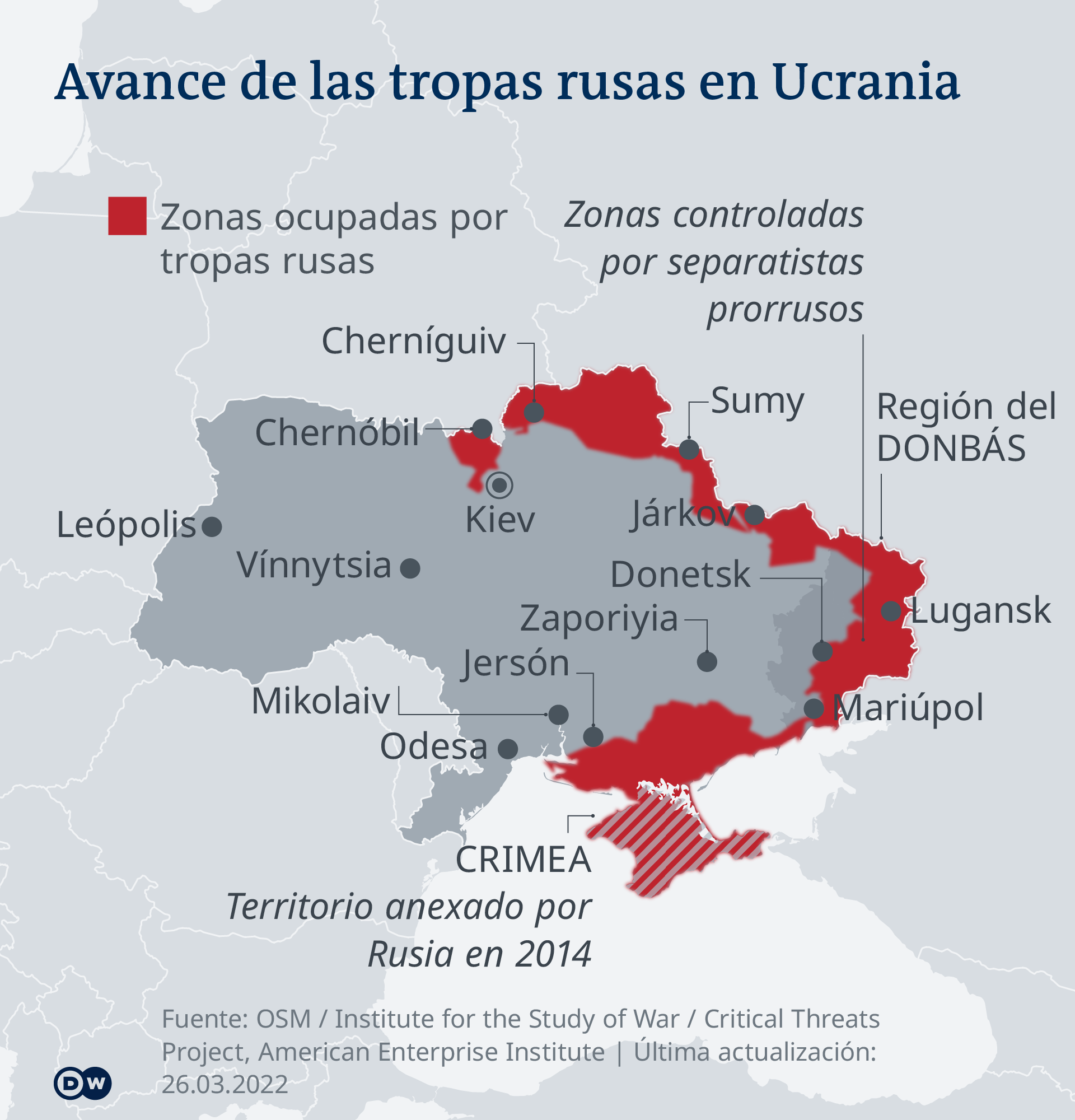 	Infografik Welche Teile der Ukraine werden von russischen Truppen kontrolliert ES