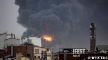 Smoke rises after an airstrike, as Russia's attack on Ukraine continues, in Lviv