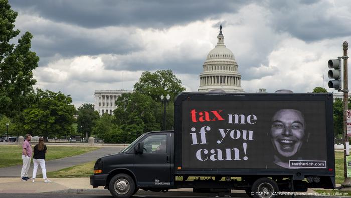 Tax me if you can Billbaord at US Capitol Elon Musk 