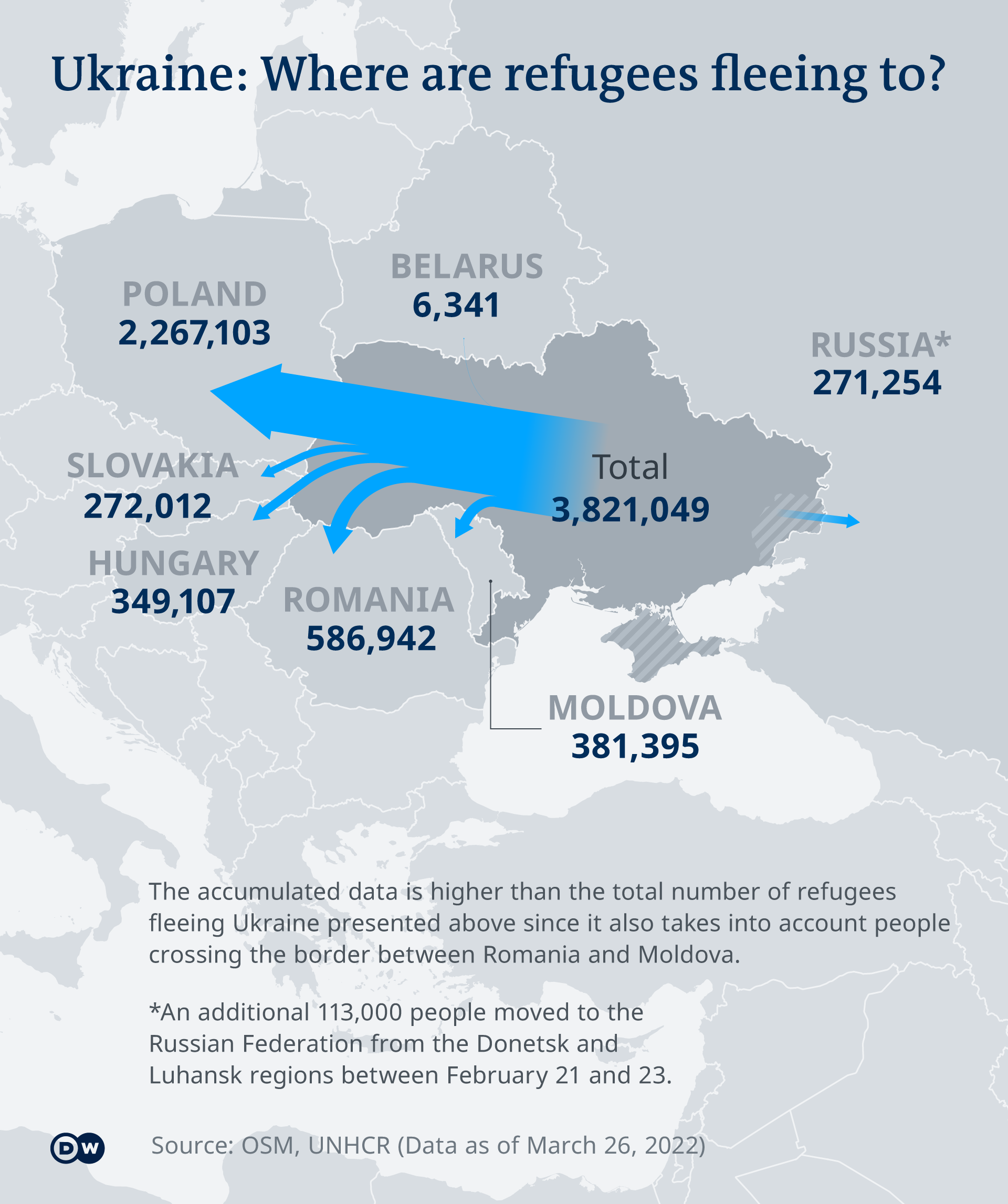 A map of Ukraine refugees