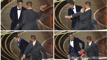 Combination picture showing Will Smith hiting Chris Rock as Rock spoke on stage during the 94th Academy Awards in Hollywood, Los Angeles, California, U.S., March 27, 2022. REUTERS/Brian Snyder