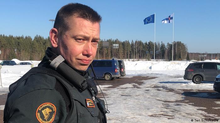 Finnish Border Guard Captain Jussi Pekkala at the Vaalimaa checkpoint