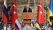 أرشيف: أردوغان وسط أعلام روسيا وأوكرانيا خلال مباحثات اسطنبول (29 مارس / آذار 2022) أرشيف: أردوغان وسط أعلام روسيا وأوكرانيا خلال مباحثات اسطنبول (29 مارس / آذار 2022)