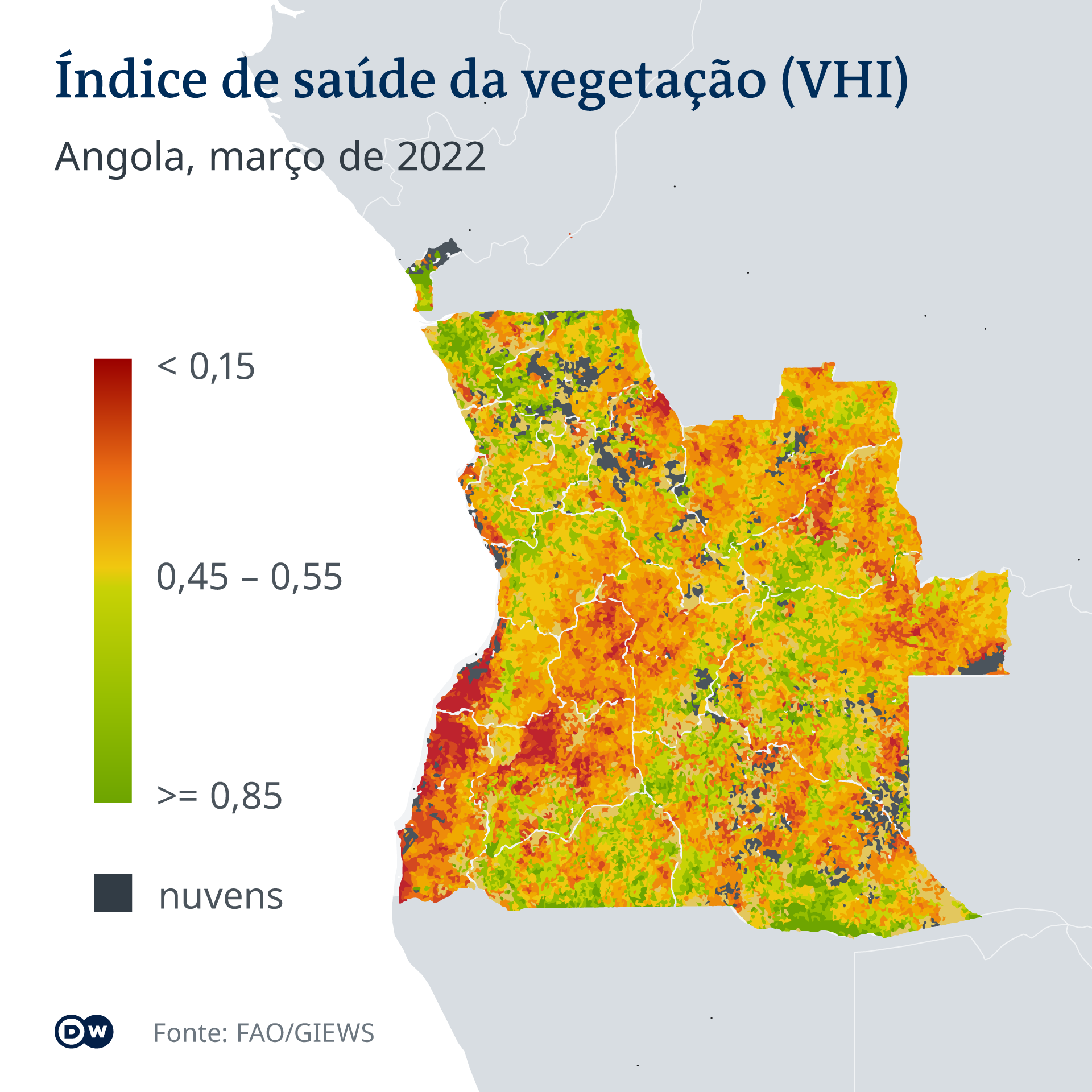 A vegetação ressente-se com a seca cíclica no sul de Angola