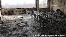 MARIUPOL, UKRAINE - MARCH 29: A view of damaged school after shelling in the Ukrainian city of Mariupol under the control of Russian military and pro-Russian separatists, on March 29, 2022. Leon Klein / Anadolu Agency