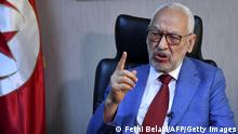 29.07.2021
Tunisia's parliament speaker and and Ennahdha party leader Rached Ghannouchi gives an interview with AFP at his office in the capital Tunis on July 29, 2021. - Rached Ghannouchi, historic leader of Ennahdha that says it is the victim of a coup d'état in Tunisia, embodies the shifting sands of his Islamist-inspired party over the past decade. As a result, he is now struggling to mobilise a divided leadership and weary supporters. (Photo by FETHI BELAID / AFP) (Photo by FETHI BELAID/AFP via Getty Images)