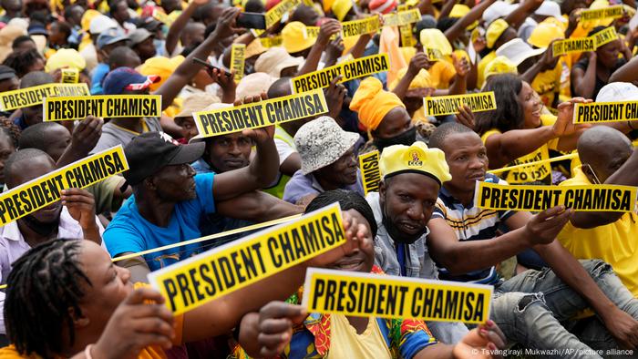 Supporters of Zimbabwean main opposition leader Nelson Chamisa attend his rally in Harare