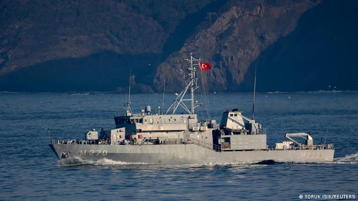 A Turkish mine hunting vessel