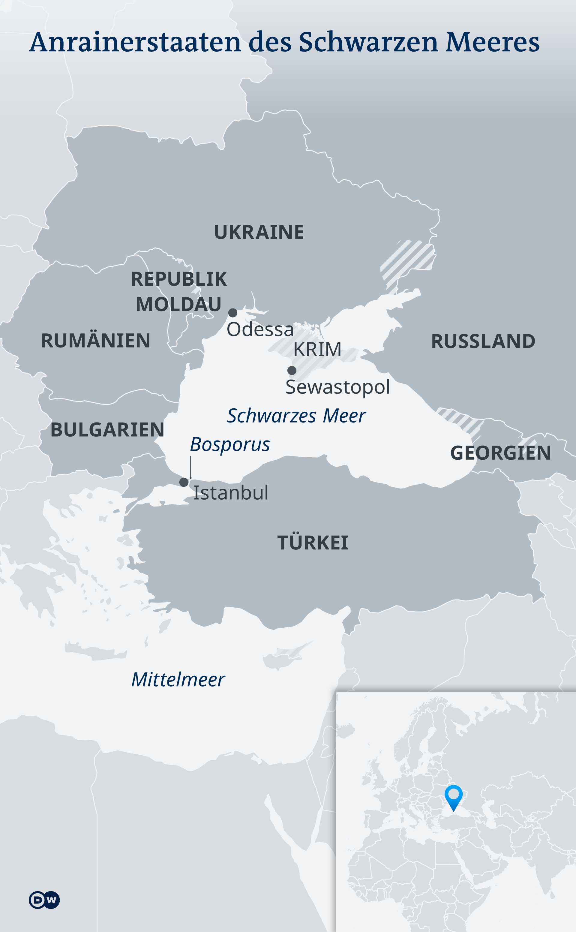 Karte Infografik Anrainerstaaten des Schwarzen Meeres DE