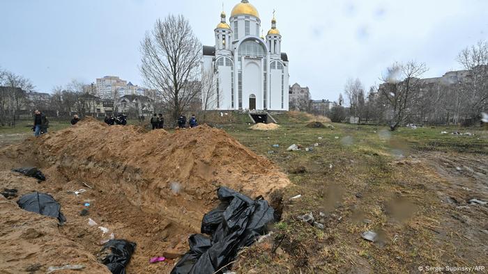 Місце масового поховання біля церкви у Бучі