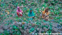 April 4, 2022, Noakhali, Chittagong, Bangladesh: Workers are sorting used plastic bottles in a recycling factory in Noakhali, Bangladesh. Plastic bottles used to package water take over 1,000 years to biodegrade and, if incinerated, produce toxic fumes. Floating plastic waste, which can survive for thousands of years in water, serves as mini transportation devices for invasive species, disrupting habitats. Plastic buried deep in landfills can leach harmful chemicals that spread into groundwater. So, Recycling plastics is the best way to make the environment safe. Noakhali Bangladesh - ZUMAs231 20220404_zip_s231_012 Copyright: xJoyxSahax