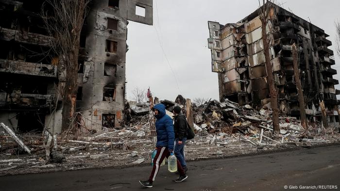 Разрушенные дома в городе Бородянка, Киевская область