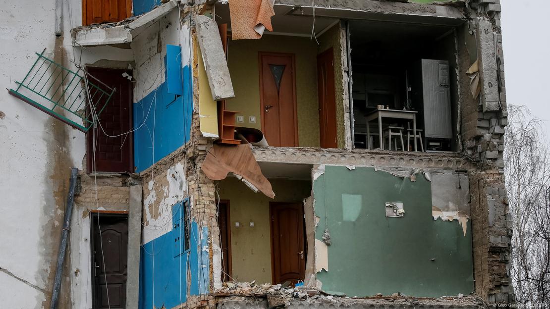 Prédio destruído na cidade ucraniana de Borodyanka