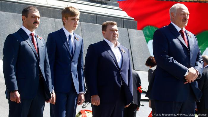 The Australian Foreign Ministry put on Alexander Lukashenko, his wife Galina and son Viktor (pictured left)