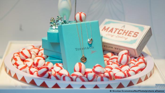 Jewelry and a box of matches on display at Tiffany's store in Vienna