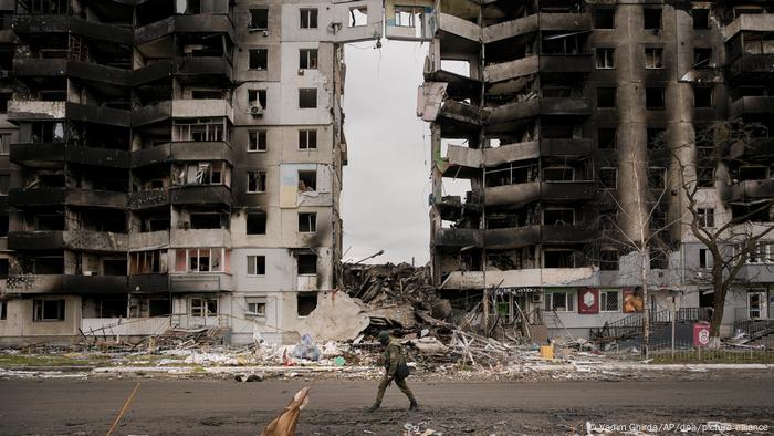 Prédio destruído em Bodianka