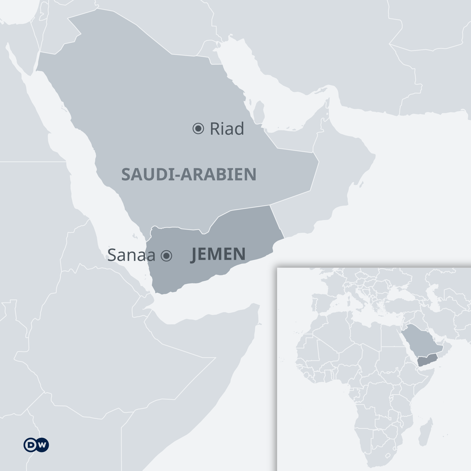 Infografik Karte Jemen Saudi Arabien DE