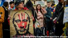 Thousands of people marched in Bulgarian capital during a protest against Russia's invasion of Ukraine in Sofia, Bulgaria on 07 April, 2022 (Photo by Georgi Paleykov/NurPhoto)