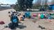 Blood stains are seen among bags and a baby carriage on a platform after Russian shelling at the railway station in Kramatorsk, Ukraine Blood stains are seen among bags and a baby carriage on a platform after Russian shelling at the railway station in Kramatorsk, Ukraine