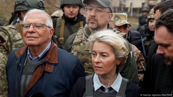 EU Commission President Ursula von der Leyen and Foreign Affairs Commissioner Josep Borrell on a visit to Ukraine in April EU Commission President Ursula von der Leyen and Foreign Affairs Commissioner Josep Borrell on a visit to Ukraine in April