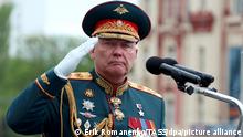 ROSTOV-ON-DON, RUSSIA - MAY 9, 2021: Col Gen Alexander Dvornikov, Commander of Russia's Southern Military District, attends a Victory Day military parade held in Teatralnaya Square to mark the 76th anniversary of the victory over Nazi Germany in World War II. Erik Romanenko/TASS