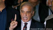 Pakistan's opposition leader Shahbaz Sharif speaks during a press conference after the Supreme Court decision, in Islamabad, Pakistan, Thursday, April 7, 2022. Pakistan's Supreme Court on Thursday blocked Prime Minister Imran Khan's bid to stay in power, ruling that his move to dissolve Parliament and call early elections was illegal. That set the stage for a no-confidence vote by opposition lawmakers, who say they have enough support to oust him. (AP Photo/Anjum Naveed)