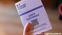 220410 -- CLICHY, April 10, 2022 -- An election identity card is pictured at a polling station in Clichy near Paris, France, April 10, 2022. Voting for the 2022 French presidential election began at 8:00 a.m. local time 0600 GMT on Sunday in Metropolitan France. FRANCE-CLICHY-PRESIDENTIAL ELECTION-VOTE GaoxJing PUBLICATIONxNOTxINxCHN