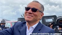 Ecuador's former vice-president Jorge Glas is released from prison in Latacunga, Ecuador on April 10, 2022. - A judge in Ecuador on Saturday granted habeas corpus to former vice president Jorge Glas, who since 2017 has been serving sentences for corruption charges including receiving bribes from Brazilian construction company Odebrecht, in a ruling that will be appealed by the government. (Photo by Raquel Jordan / AFP) (Photo by RAQUEL JORDAN/AFP via Getty Images)