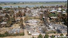 An aerial view of Bin village of the Mingin Township in Sagaing region after villagers say it was set ablaze by the Myanmar military, in Myanmar February 3, 2022. Picture taken February 3, 2022. Picture taken with a drone. REUTERS/Stringer