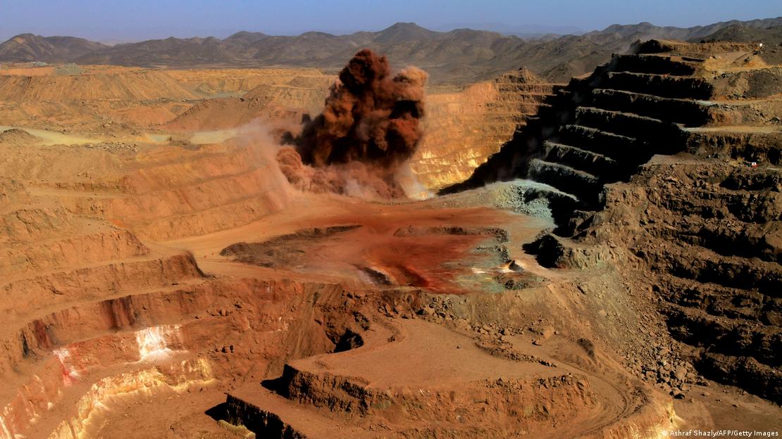  Exposed terraces of a gold mine in Sudan glisten in the sun