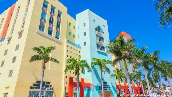 Colorful Art Deco buildings on Washington Avenue