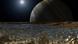 Concepto artístico muestra una vista simulada desde la superficie de la luna Europa de Júpiter. Concepto artístico muestra una vista simulada desde la superficie de la luna Europa de Júpiter.