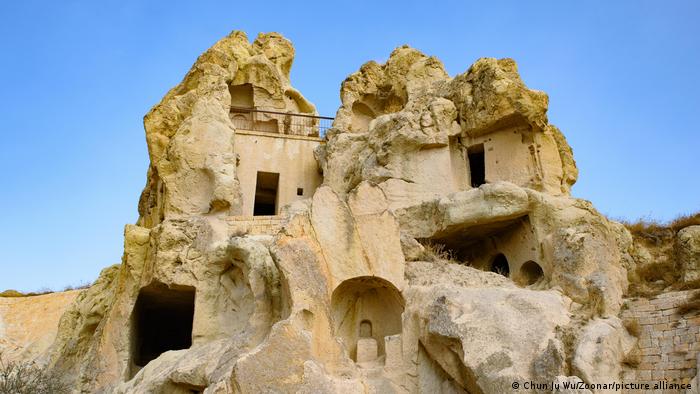 Cave houses carved in stone at Goreme