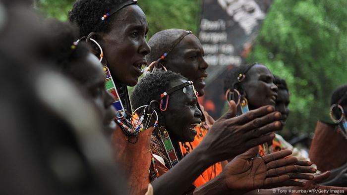 Endorois women perform a traditional song.