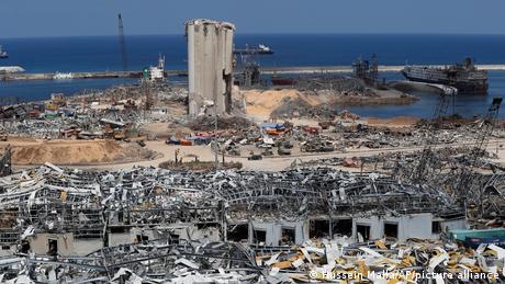 Destroyed part of Beirut's port after the explosion of 2,750 tons of ammonium nitrate
