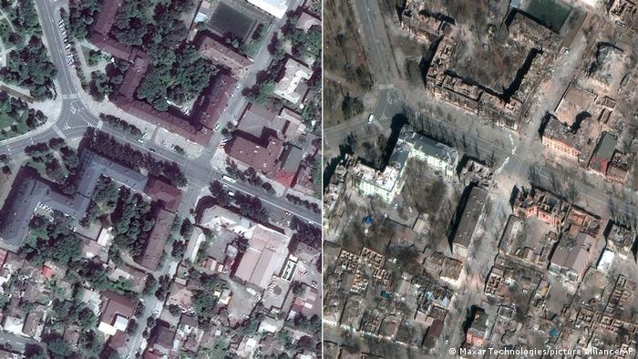 O imagine din satelit de la Mariupol în iunie 2021 și după atacul militarilor ruși