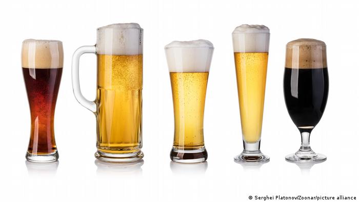 Verschiedene Biersorten in Biergläsern. 