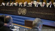 ARCHIV 2014 *** FILES - epa04118442 Judges of the International Court of Justice (ICC) sit in the courtroom during the first day of the witnesses in the Croatia vs. Serbia case in the Peace Palace in The Hague, The Netherlands, 10 March 2014. Croatia accuses neighboring country Serbia of committing genocide in the 1990s at the breakup of Yugoslavia. EPA/BART MAAT (zu dpa Höchstes UN-Gericht entscheidet zu Völkermord-Klagen am 02.02.2015) +++ dpa-Bildfunk +++