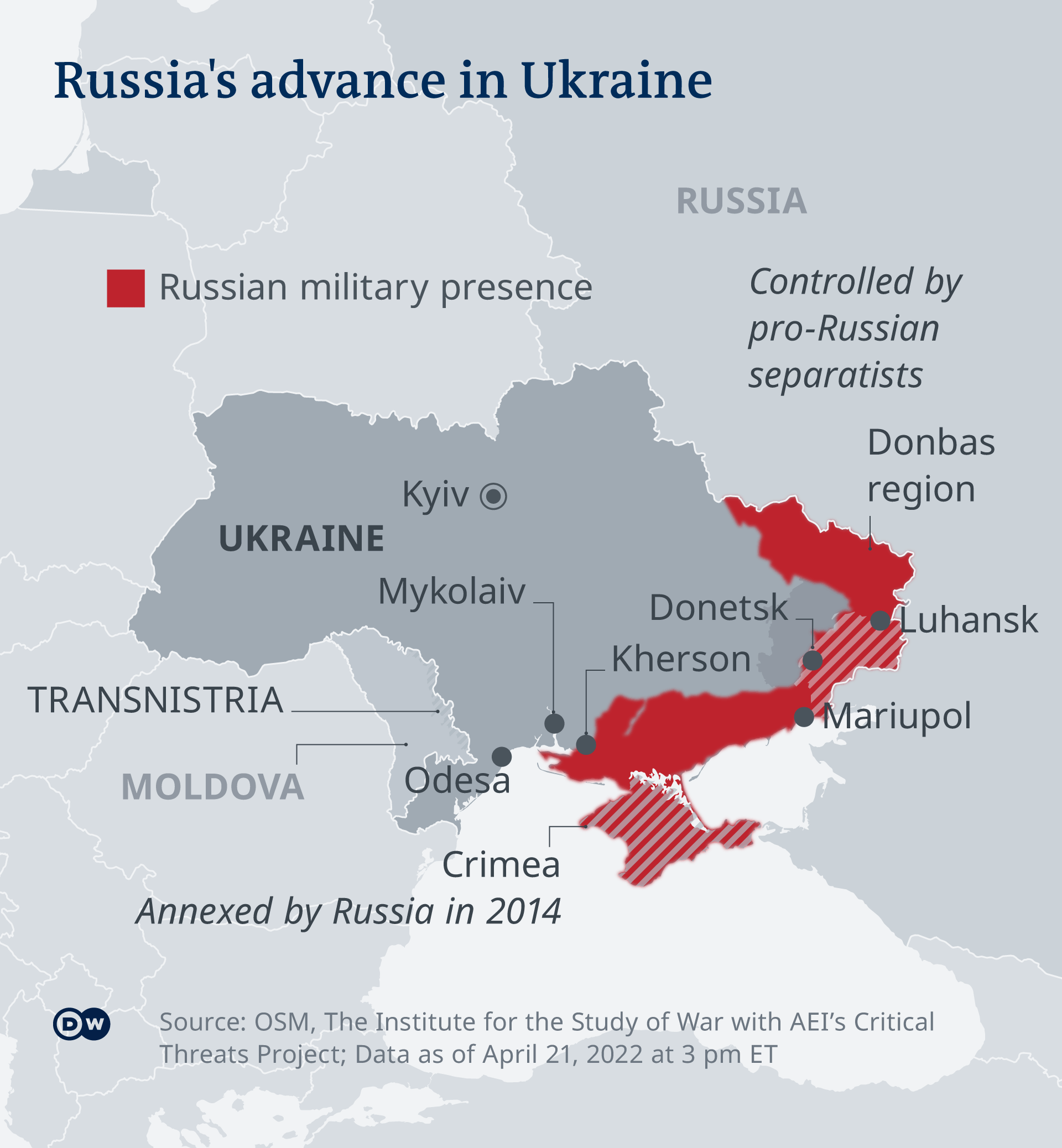 Înaintarea armatei ruse în estul şi sudul Ucrainei