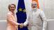 Ursula von der Leyen shakes hand with Narendra Modi in Delhi Ursula von der Leyen shakes hand with Narendra Modi in Delhi