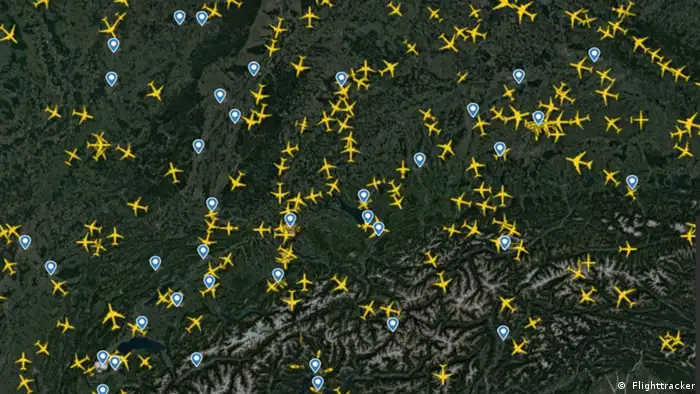 Screenshot Flighttracker: Flight tracker Screenshot, durch Luisa von Richthogen durchgeführt