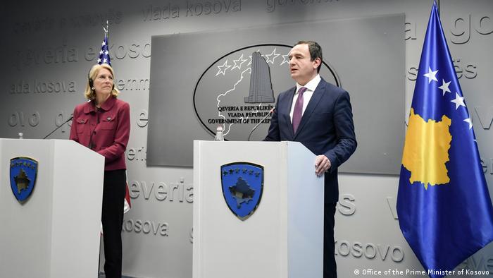Kosovo |  Karen Donfried and Albin Kurti at a press conference in Pristina