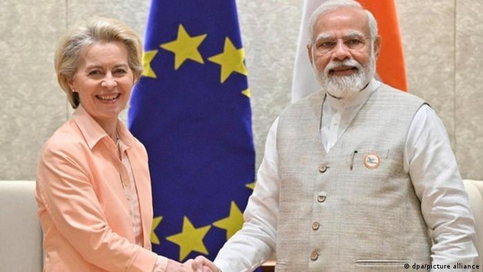 EU-Kommissionspräsidentin Ursula von der Leyen und Narendra Modi in Neu Delhi 
