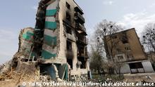 25.04.2022
A section remains standing at an apartment block damaged as a result of Russian shelling in Borodianka, an urban-type settlement liberated from Russian invaders, Kyiv Region, northern Ukraine, on April 25, 2022. Photo by Yuliia Ovsiannikova/Ukrinform/ABACAPRESS.COM