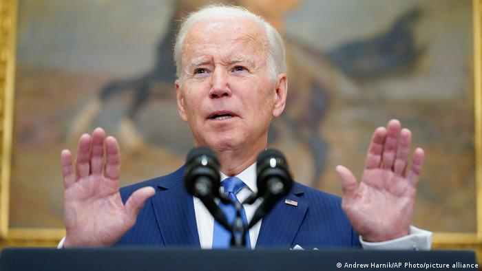 President Joe Biden speaks about the war in Ukraine in the White House
