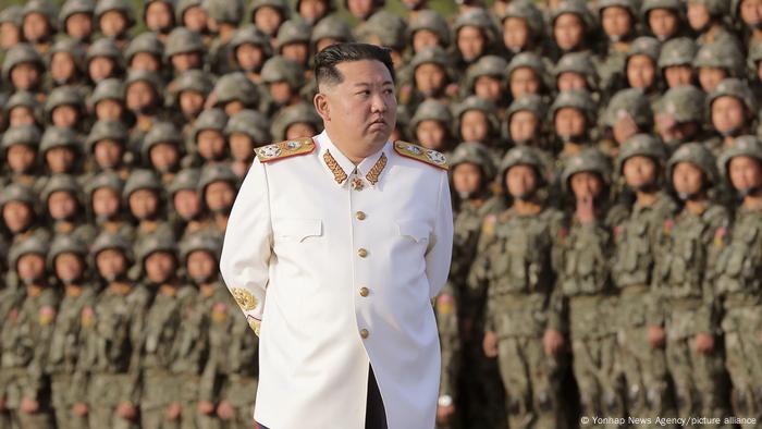North Korean leader Kim Jong Un attends a military parade