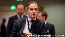 FILE - Fabrice Leggeri, Executive Director of Frontex, attends a meeting of EU Interior ministers at the EU Council building in Brussels on Dec. 2, 2019. The head of the European Union's border agency has offered to resign after allegations that Frontex was involved in illegal pushbacks of migrants, according to the European Commission and a German Interior Ministry spokesperson. (AP Photo/Virginia Mayo, File)