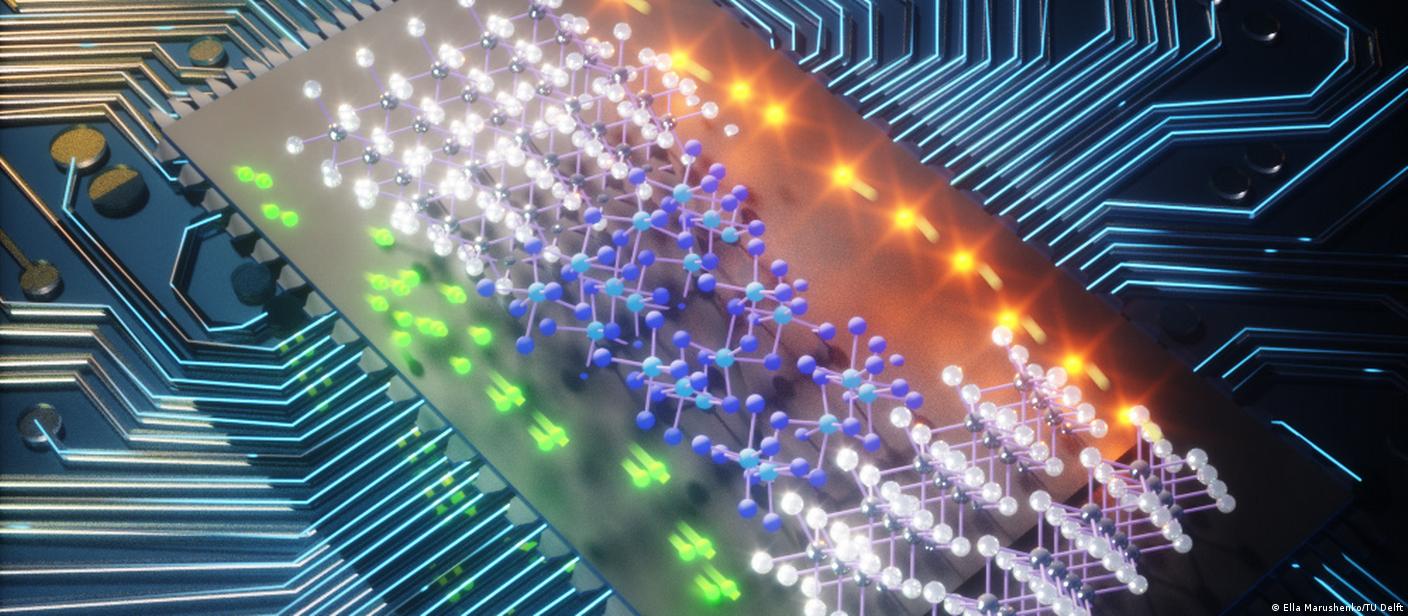 Representação artística de um chip supercondutor