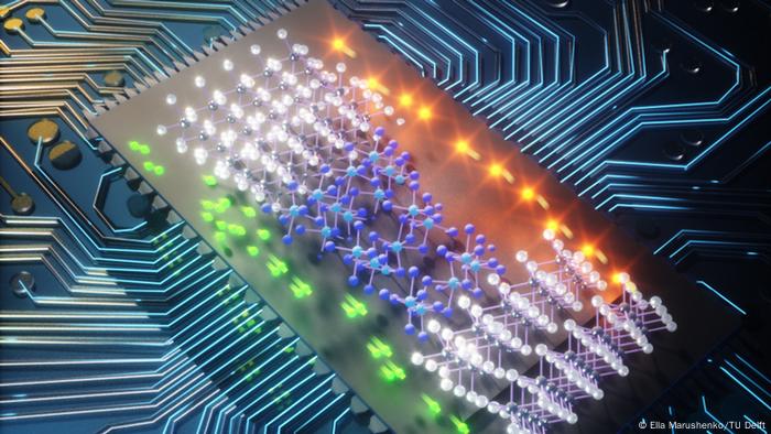 Impresión artística de un chip superconductor.