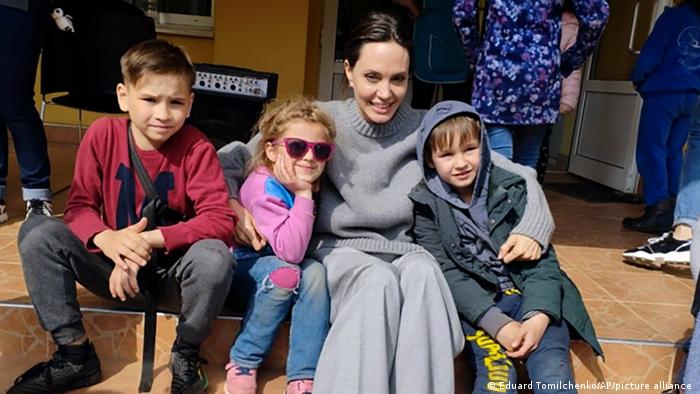 Angelina Jolie with three kids in Lviv